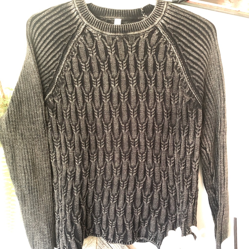 RVCA cable knit acid wash sweater